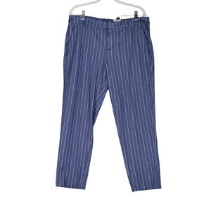 Liverpool Blue Herringbone Pants Womens 14P Stretchy Pockets Office Wear Chic